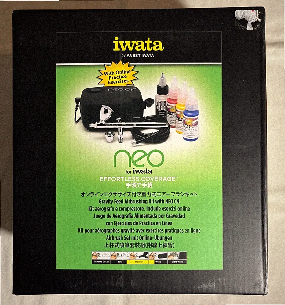 IWATA Neo CN Gravity-Feed Airbrushing Kit with Compressor - NEW AND SEALED